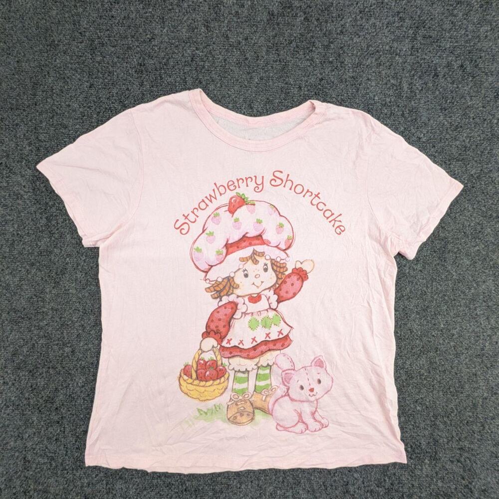 Strawberry Shortcake T Shirt L Light Pink Vintage Custard Cat Graphic Tee